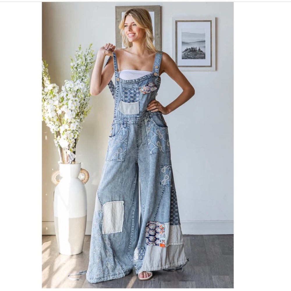 Oli & Hali Blue Patchwork Jumpsuit